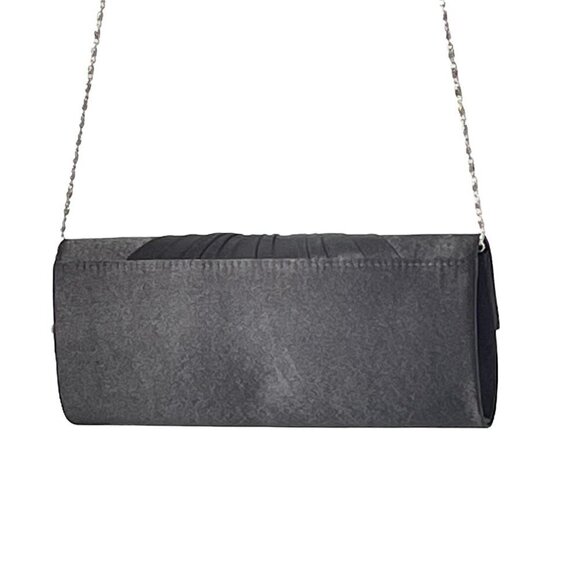 Bijoux Terner Black Evening Bag NEW WITH TAGS Satin with Rhinestone Detail - Picture 9 of 11